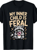 Funny Graphic Tee, Men's And Women's T-Shirt, My Inner Child Is Feral Raccoon Eating Donut Design, Casual Daily Wear Summer Spring