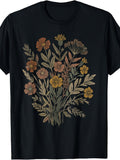 Vintage Botanical Floral Bouquet, Men's And Women's T-Shirt, Wildflower Herb Illustration, Summer Spring Outdoor Casual Wear