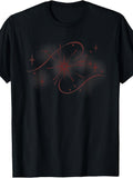 Men'S And Women'S T-Shirt, Abstract Red Starburst And Swirl Design, Casual Wear, Season
