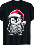 Christmas Animal Santa Hat Kawaii Penguin T-Shirt