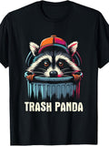 Men'S And Women'S T-Shirt, Funny Trash Panda Raccoon in Trash Can Graphic Tee, Casual Summer Streetwear