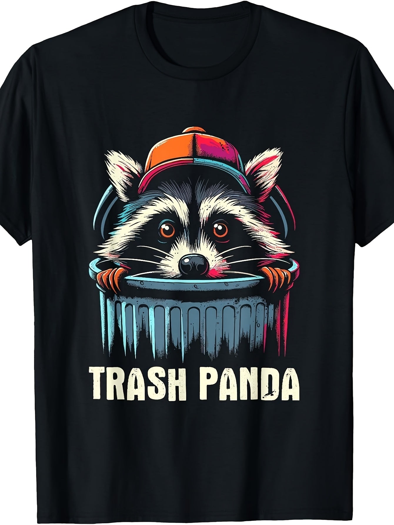 Men'S And Women'S T-Shirt, Funny Trash Panda Raccoon in Trash Can Graphic Tee, Casual Summer Streetwear