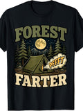 Men' Funny Forest Farter Camping T-Shirt - Retro Humor Crew Neck Tee Suitable for Outdoor Gifts, Machine Washable Digital Print, Novelty Gift for, Picnic & - Wear (No)