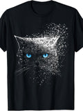 Blue Eyes Art Butterfly Motif Scottish Fold Cat Mom T-Shirt
