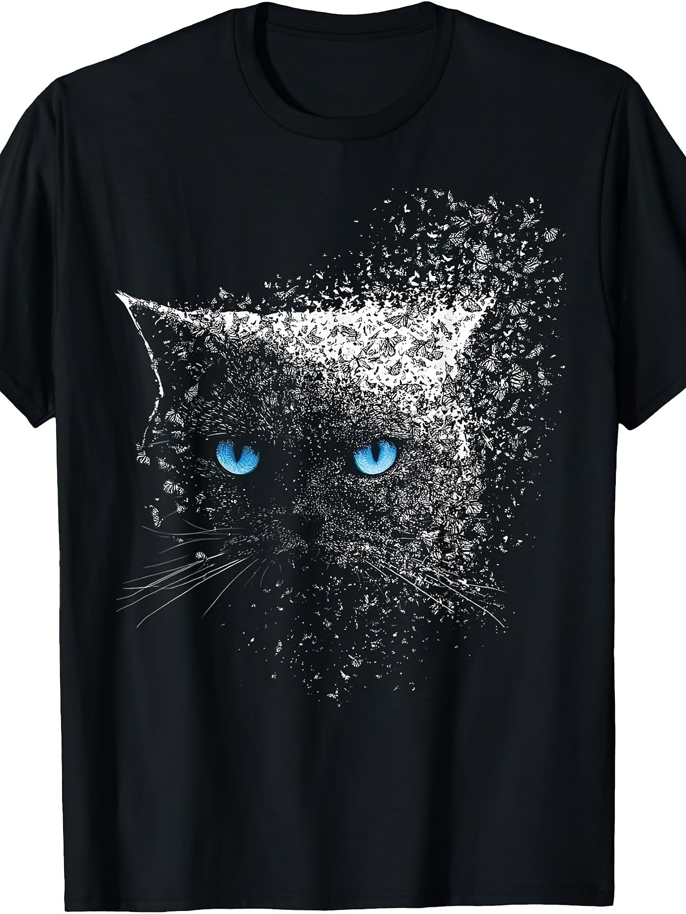 Blue Eyes Art Butterfly Motif Scottish Fold Cat Mom T-Shirt