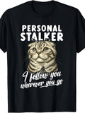 Scottish Fold Cat Lover T-Shirt for - Retro Scottish Fold Mom with Suitable for, Round Neck Casual Tee, Machine Washable for Scottish Fold Owners & Breed Enthusiasts