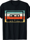 Retro Vintage Style, Men'S And Women'S T-Shirt, Colorful Cassette Tape Graphic Design, Casual Daily Wear Summer Spring Autumn
